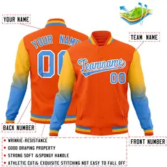Orange Powder Blue White Varsity Raglan Gradient Letterman Jacket 2