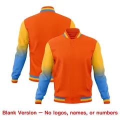 Orange Powder Blue White Varsity Raglan Gradient Letterman Jacket 7