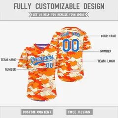 Orange Purple Camo Reversible Pullover Baseball Jersey 3