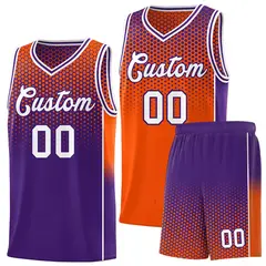Orange Purple Dot Pattern Side Gradient Reversible Basketball Jersey Kits 1