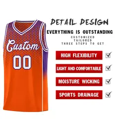 Orange Purple Dot Pattern Side Gradient Reversible Basketball Jersey Kits 3