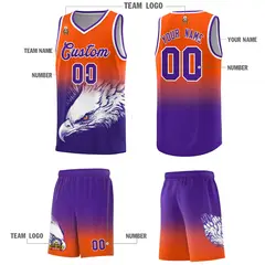 Orange Purple Eagle Graffiti Pattern Basketball Jersey 3