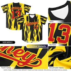 Orange Purple Flame Pattern Pullover Baseball Jersey 5