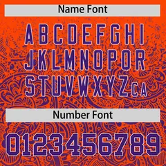 Orange Purple Floral Gradient Full Button Baseball Jersey 4