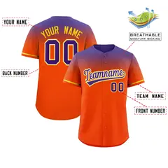 Orange Purple Gradient Authentic Baseball Jersey 2