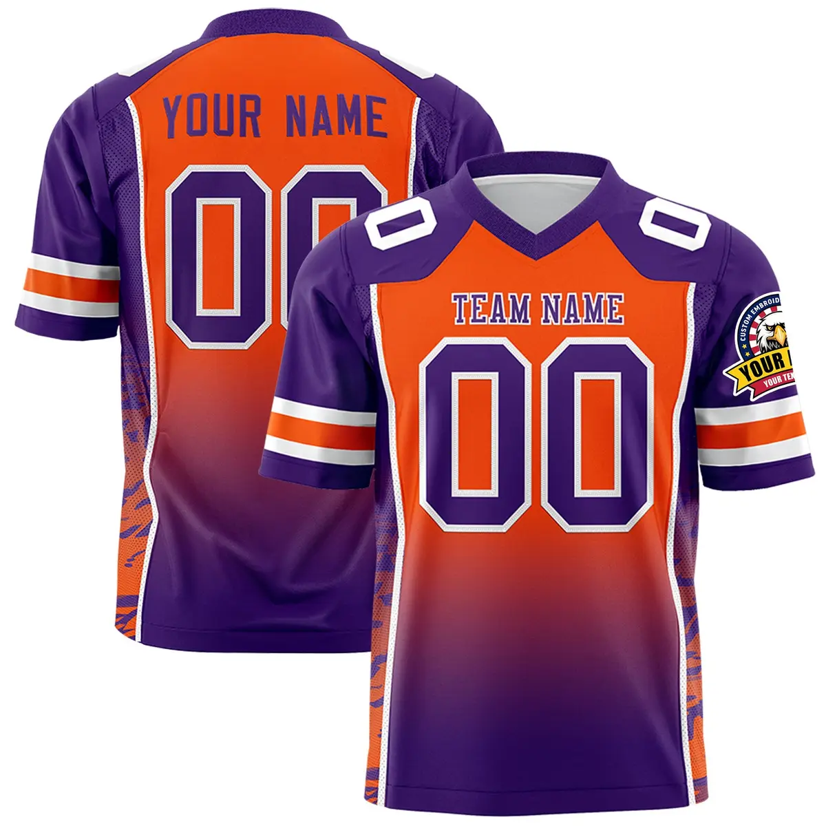 Orange Purple Gradient Side Pattern Football Jersey