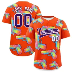 Orange Purple Graffiti Firepower Baseball Jersey 1