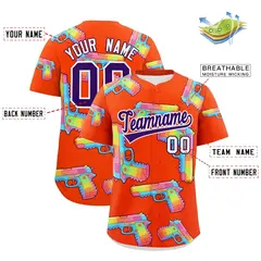 Orange Purple Graffiti Firepower Baseball Jersey 2