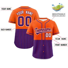 Orange Purple Half Stripe Authentic Baseball Jersey 2