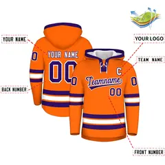 Orange Purple Lace-Up Neck Hockey Hoodie Classic Style 2