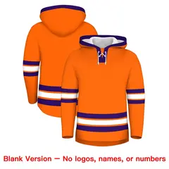 Orange Purple Lace-Up Neck Hockey Hoodie Classic Style 7