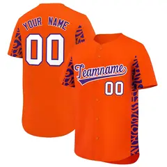 Orange Purple Leopard Graffiti Side Design Baseball Jersey 1