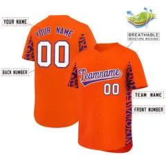 Orange Purple Leopard Graffiti Side Design Baseball Jersey 2