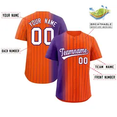 Orange Purple Pinstripe Gradient Baseball Jersey 2