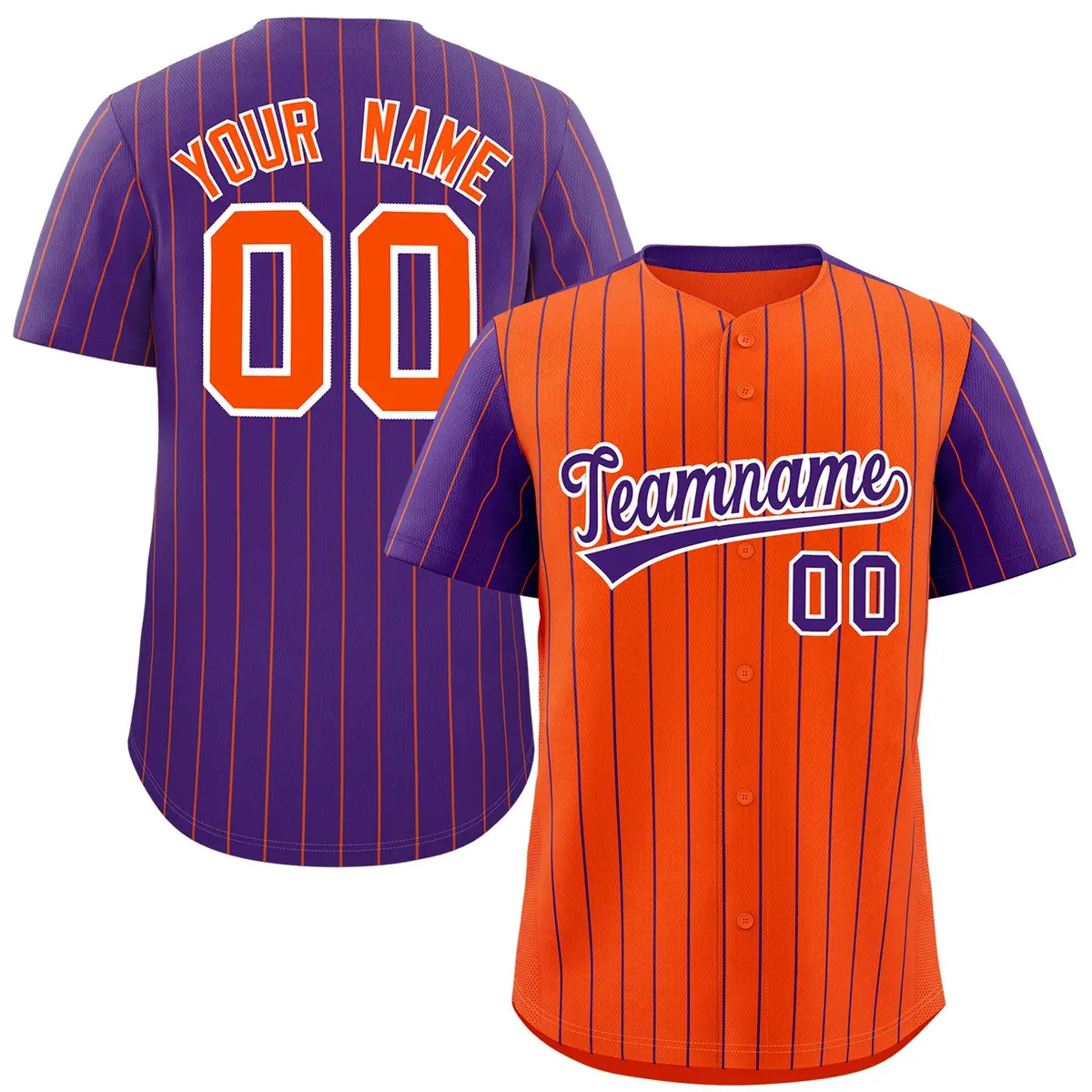 Orange Purple Pinstripe Raglan Baseball Jersey