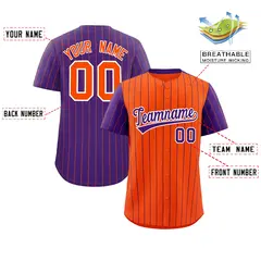 Orange Purple Pinstripe Raglan Baseball Jersey 2