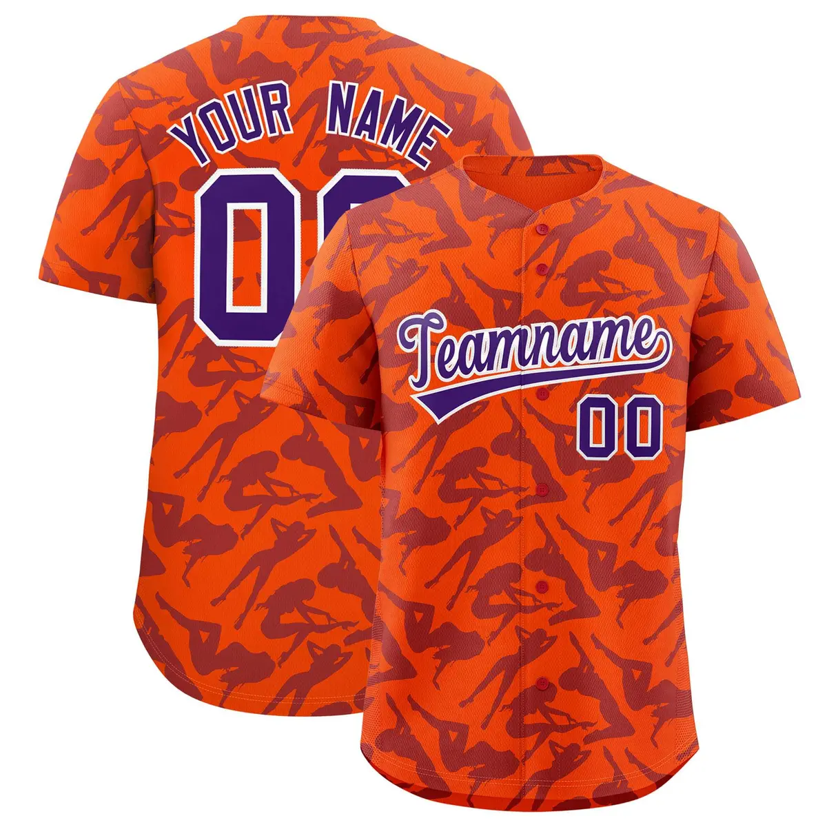 Orange Purple Playboy Graffiti Pattern Baseball Jersey