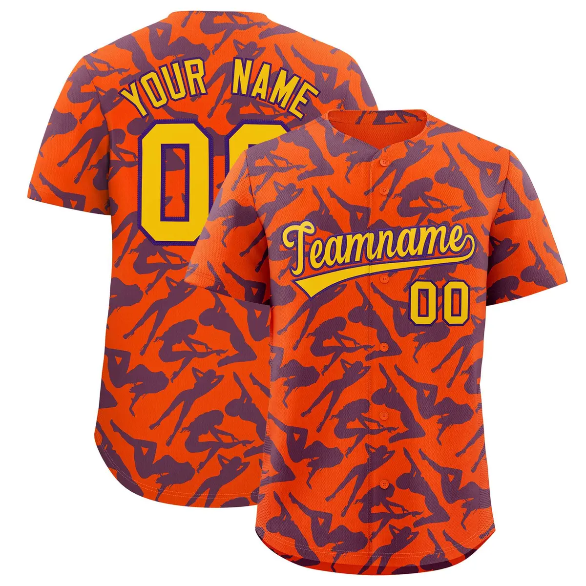 Orange Purple Playboy Graffiti Pattern Baseball Jersey