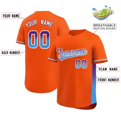 Orange Purple-Powder Blue Gradient Side Baseball Jersey 2