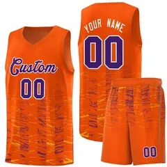 Orange Purple Scratches Pattern Sports Basketball Jersey