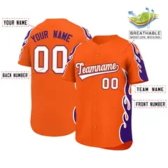Orange Purple Side Flame Outline Basketball Jersey 2
