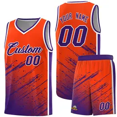 Orange Purple Splash Basketball Uniforms for Practice 1