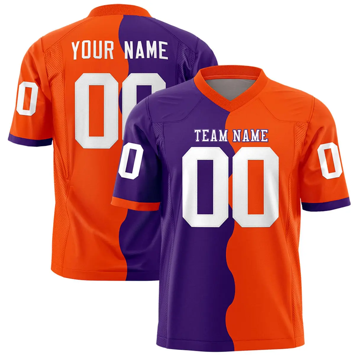 Orange Purple Split Fashion Mesh Authentic Football Jersey