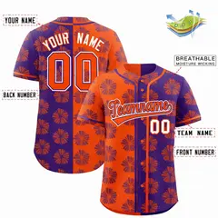 Orange Purple Split Flower Graffiti Baseball Jersey 2