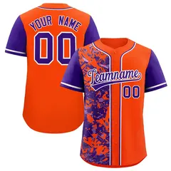Orange Purple Split Graffiti Raglan Sleeve Baseball Jersey 1