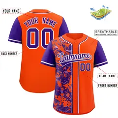 Orange Purple Split Graffiti Raglan Sleeve Baseball Jersey 2