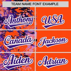 Orange Purple Split Graffiti Raglan Sleeve Baseball Jersey 3
