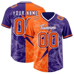 Orange Purple Split Lightning Pattern Football Jersey 1