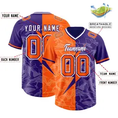 Orange Purple Split Lightning Pattern Football Jersey 2