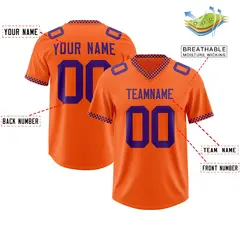 Orange Purple Square Neckline Football Jersey 2
