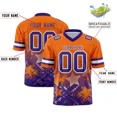Orange Purple Star Gradient Flag Football Jersey 2