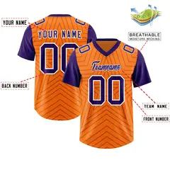 Orange Purple Star Pattern Raglan Sleeves Football Jersey 2