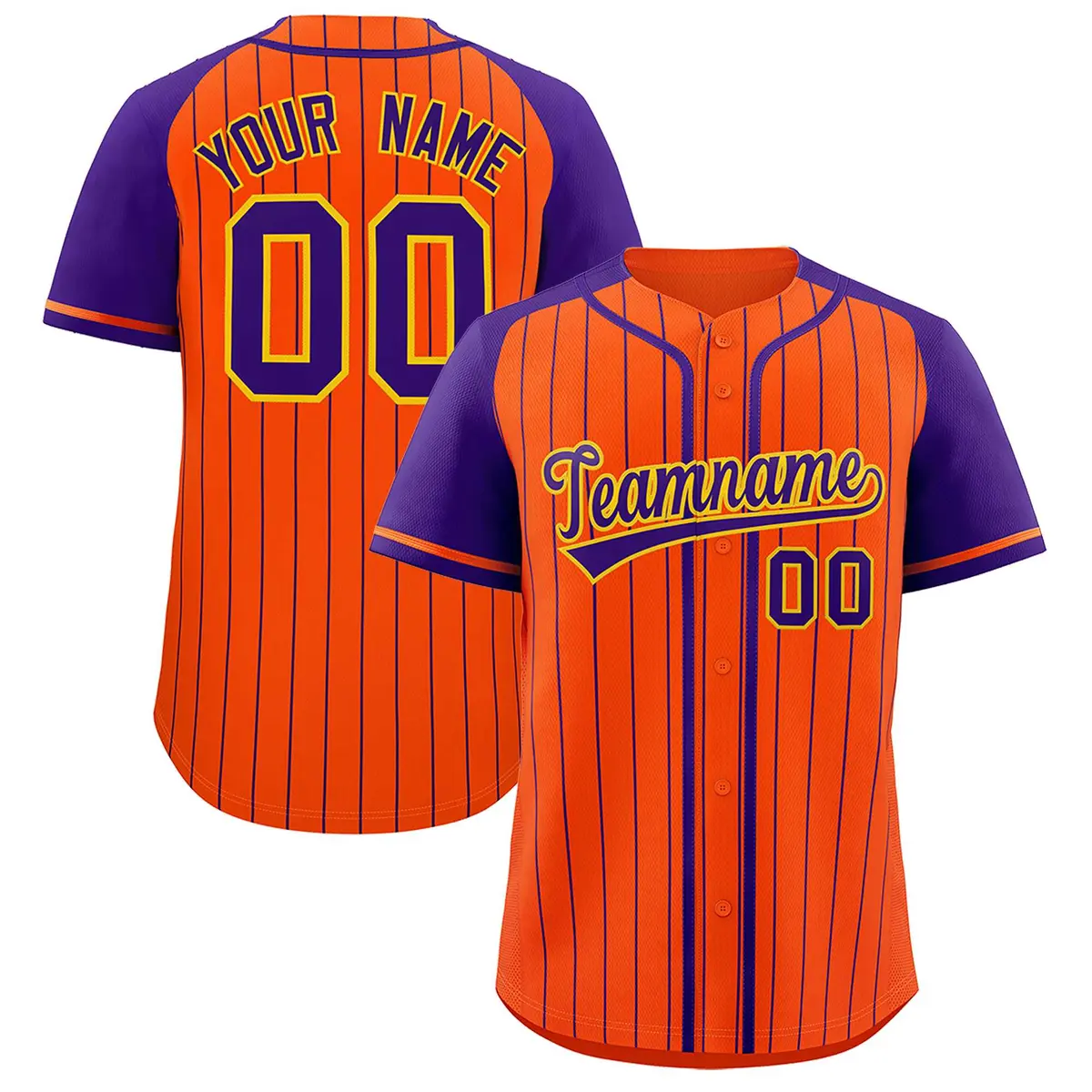 Orange Purple Stripe Raglan Sleeves Fashion Baseball Jersey
