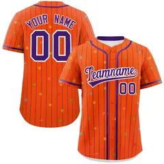 Orange Purple Stripe Star Pattern Authentic Baseball Jersey 1