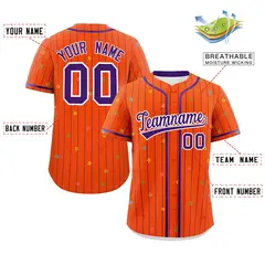 Orange Purple Stripe Star Pattern Authentic Baseball Jersey 2