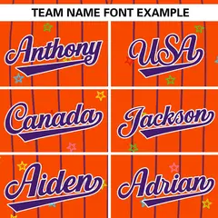 Orange Purple Stripe Star Pattern Authentic Baseball Jersey 3