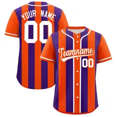 Orange Purple Thick Stripe Authentic Baseball Jersey 1