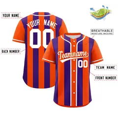 Orange Purple Thick Stripe Authentic Baseball Jersey 2