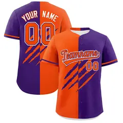 Orange Purple Tiger Claw Scratch Split Baseball Jersey