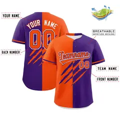 Orange Purple Tiger Claw Scratch Split Baseball Jersey 2