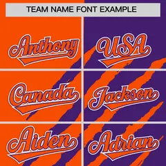 Orange Purple Tiger Claw Scratch Split Baseball Jersey 3