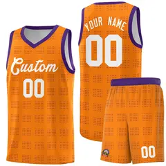Orange Purple Trailblazer Dot Pattern Basketball Jersey 1