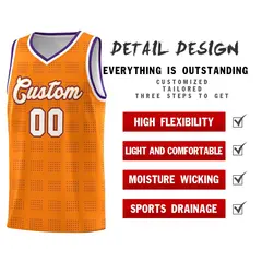 Orange Purple Trailblazer Dot Pattern Basketball Jersey 2