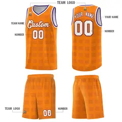 Orange Purple Trailblazer Dot Pattern Basketball Jersey 5