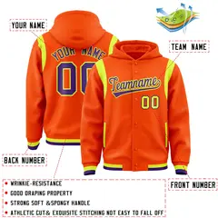 Orange Purple Varsity Letterman Shoulder Color Block Jacket Hoodie 4