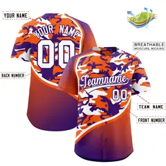 Orange Purple White Camo Gradient Fashion Baseball Jersey 2